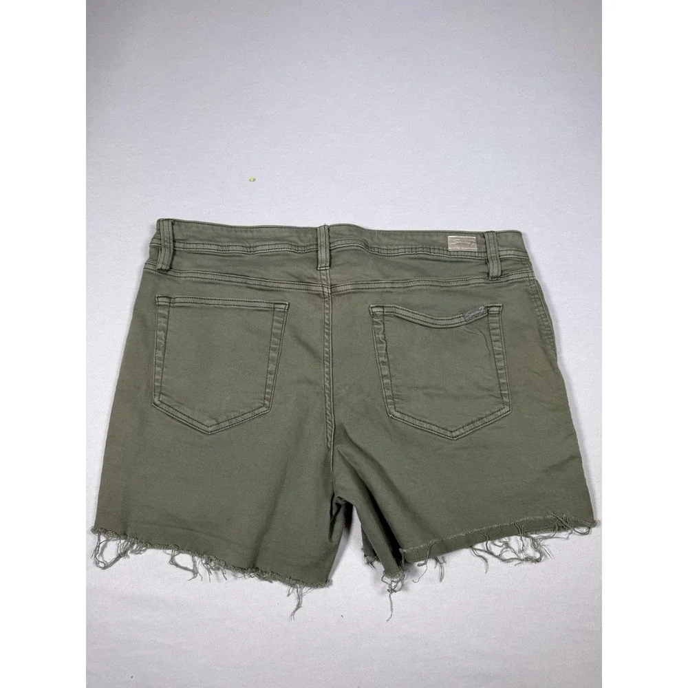 Seven7 Shorts Womens 16 Green Utility‎ Twill Cutoff Frayed Hem Patch Pockets